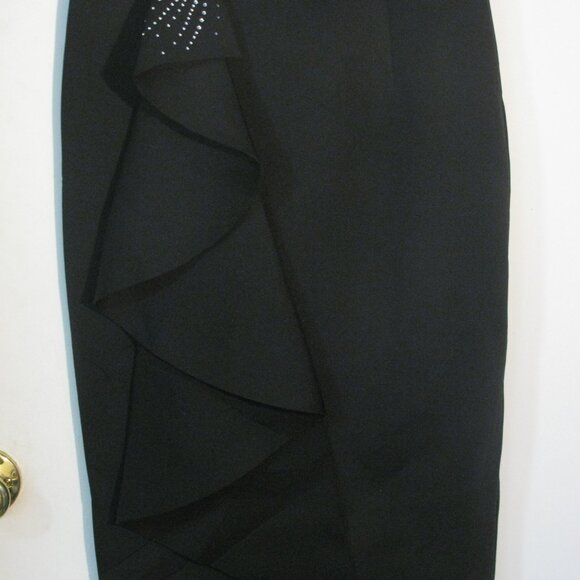 * Midnight Velvet Dress Size 6 NWOT $129 Black Rhinestones Dramatic Sleeve Hvwt - Picture 4 of 6